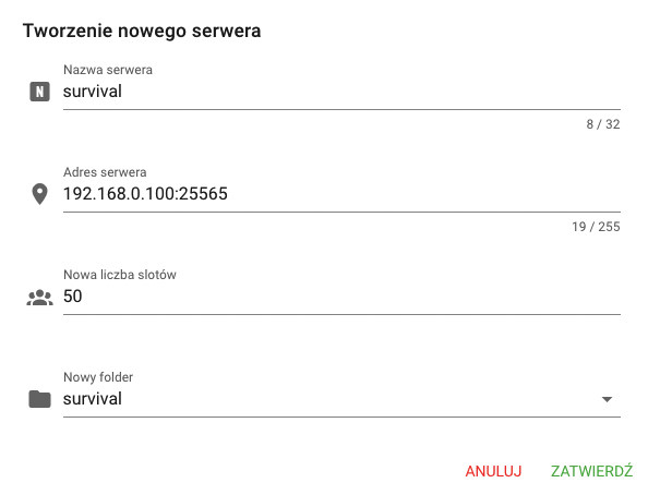 zrzut ekranu pokazujący formularz z przykładowymi danymi do uzupełnienia