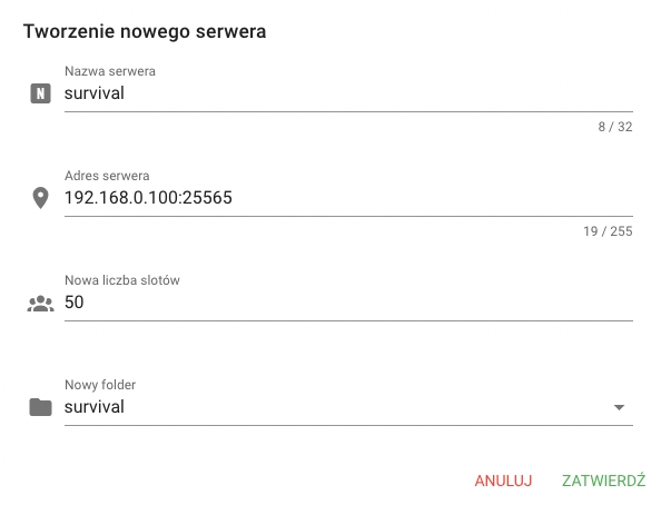 zrzut ekranu pokazujący formularz z przykładowymi danymi do uzupełnienia
