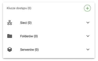 zrzut ekranu pokazujący widok z kluczami dostępu