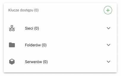 zrzut ekranu pokazujący widok z kluczami dostępu