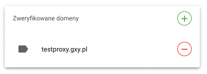 zrzut ekranu pokazujący kategorię z domyslną domeną, która służy do łączenia z serwerem